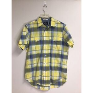 Nautica Yellow‎ Plaid Short Sleeve Button Up Shirt Men's Size Small